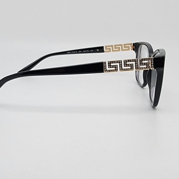 *SOLD* Versace Mod. 3192-B GB1 Gloss Black Gold Rhinestone Eyeglasses Frame 54mm - Picture 5 of 14